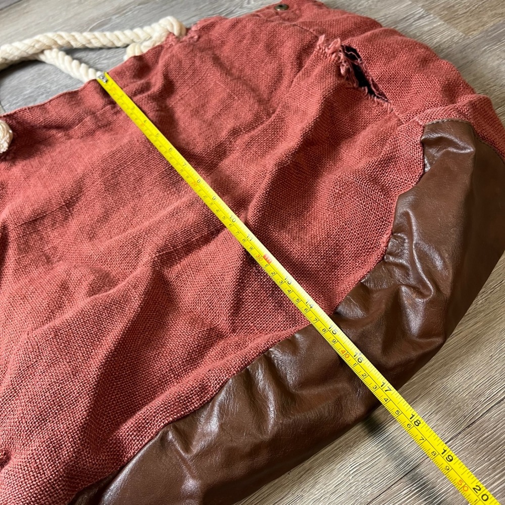 Billabong Tote Bag Womens Large Rust Red Rope Handle Boho Beach Geometric Bag - Picture 7 of 12
